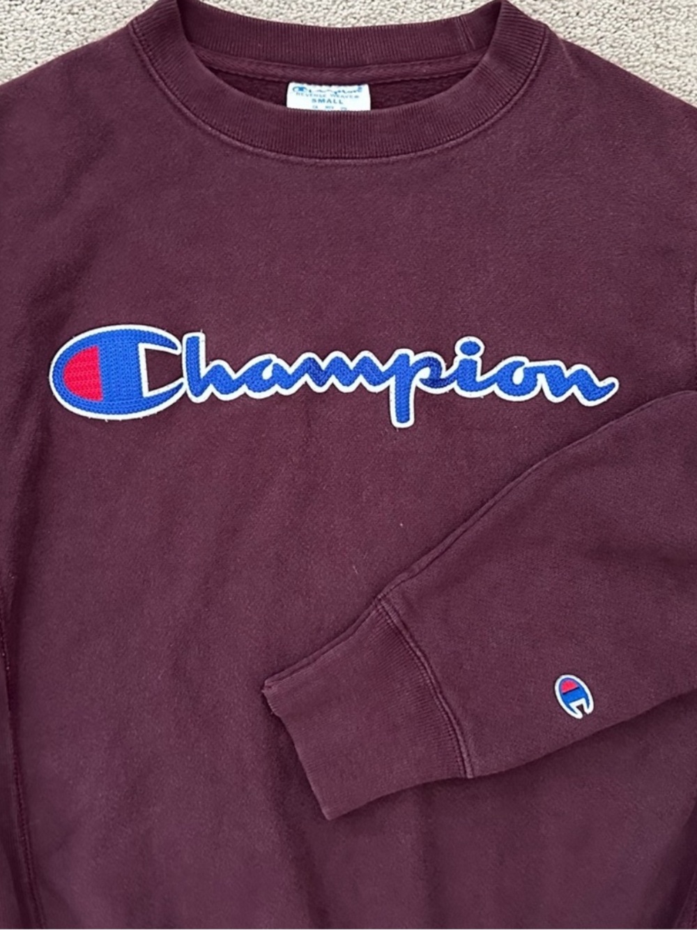 Champion Deep Burgundy Reverse Weave Fall Oversized Logo Sweatshirt
